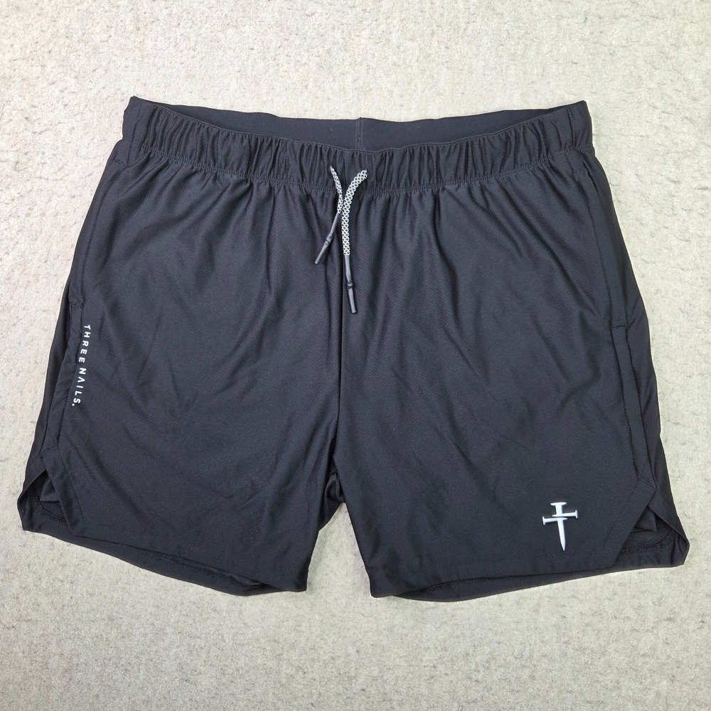 Three Nails Men's Size 2XL Pro Tech 2.0 Liner Shorts Black 5" Inseam Drawstring